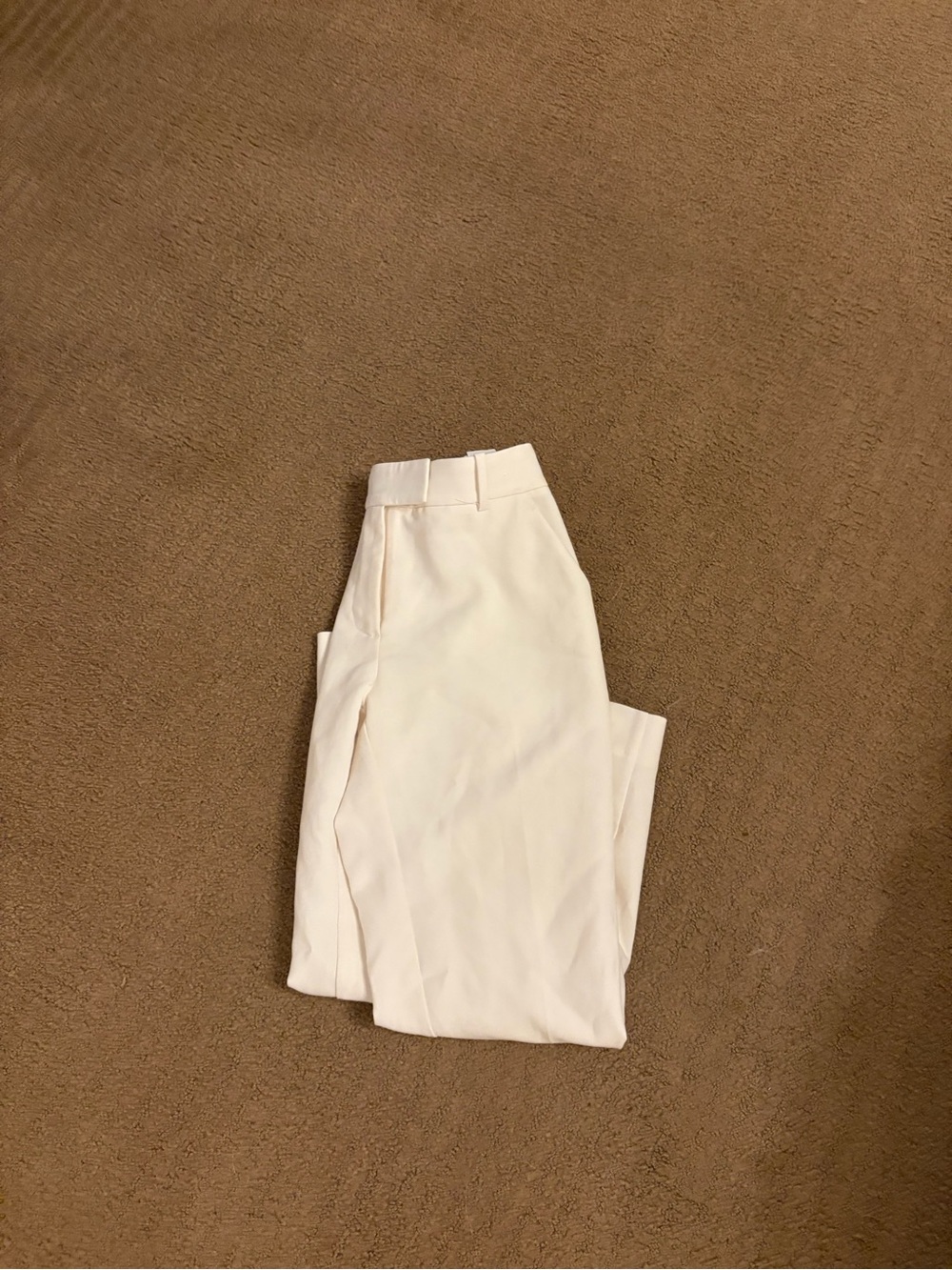 Abercrombie & Fitch Cream High-Waist Tailored Trousers